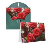 AQRJKHD Red Roses Bush in The Garden Carte de remerciement avec enveloppes Carte d'anniversaire pour homme et femme Cartes de vœux vierges pour toutes les occasions pour mariage, fête prénatale