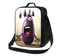 AQRJKHD Sac à déjeuner isotherme pour femme et homme - Motif aubergine - Étanche - Réutilisable - Pour le travail, les voyages, les pique-niques en plein air