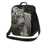 AQRJKHD Sac à déjeuner isotherme pour homme et femme - Motif tigre du Bengale blanc - Étanche - Réutilisable - Pour le travail, les voyages, les pique-niques en plein air