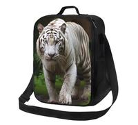 AQRJKHD Sac à déjeuner isotherme pour homme et femme - Motif tigre du Bengale blanc majestueux - Étanche - Réutilisable - Pour le travail, les voyages, les pique-niques en plein air