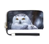 AQRJLPM Arctic Owl Portefeuille en cuir avec fermeture éclair autour du sac à main de grande capacité avec dragonne, blanc, 20 x 10,5 cm, portefeuille, blanc, 20.0*10.5cm, Portefeuille