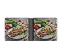 AQRJLPM BBQ Türkiye Portefeuille en cuir avec pince à billets Portefeuille fin pour cartes de crédit Cadeau pour homme