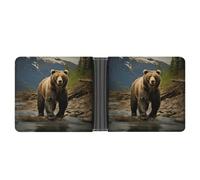 AQRJLPM Brown Bear Portefeuille en cuir avec pince à billets Portefeuille fin pour cartes de crédit Cadeau pour homme