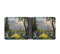 AQRJLPM Cemetery Outside The City Portefeuille avec pince à billets en cuir Portefeuille à deux volets fin porte-cartes de crédit Cadeau pour homme