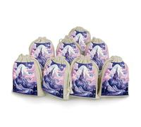 AQRJLPM Clouds over The Castle Lot de 8 pochettes réutilisables en toile de jute souple en coton pour bijoux, fête, mariage, rangement et fournitures d'intérieur