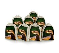 AQRJLPM Cobra Snake Lot de 8 petites pochettes réutilisables en toile de jute souple en coton pour bijoux, fête, mariage, rangement et fournitures d'intérieur