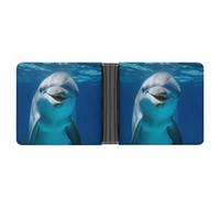 AQRJLPM Dauphin avec sourire Portefeuille en cuir avec pince à billets Portefeuille fin porte-cartes de crédit Cadeau pour homme