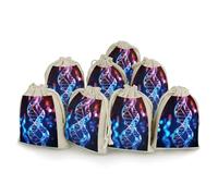 AQRJLPM DNA Genetic Helix Lot de 8 pochettes réutilisables en toile de jute souple en coton pour bijoux, fête, mariage, rangement et fournitures d'intérieur