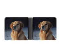 AQRJLPM Golden Retriever Portefeuille en cuir avec pince à billets Portefeuille fin à deux volets Porte-cartes de crédit Cadeau pour homme