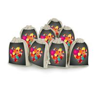 AQRJLPM Graphics Love HeartsGraphics Lot de 8 pochettes réutilisables en toile de jute souple avec cordon de serrage pour bijoux, fête, mariage, rangement et fournitures d'intérieur