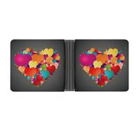 AQRJLPM Graphics Love HeartsGraphics Love Hearts Portefeuille avec pince à billets Portefeuille en cuir à deux volets porte-cartes de crédit Cadeau pour homme