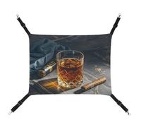 AQRJLPM Hamac pour animal domestique Cigar & Whiskey avec sangles réglables et crochets en métal à suspendre, hamac de couchage doux et respirant pour chats, chiots, lapins, petits animaux