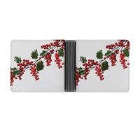 AQRJLPM Holly Berry Branches Portefeuille avec pince à billets Portefeuille en cuir à deux volets fin porte-cartes de crédit Cadeau pour homme