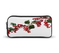 AQRJLPM Holly Berry Branches Trousse à crayons de grande capacité Simple Marqueur Portable Esthétique Fermeture Éclair