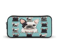 AQRJLPM Jolie trousse à crayons avec motif bouledogue français - Grande capacité - Simple - Portable - Esthétique - Fermeture éclair