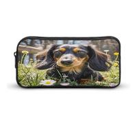 AQRJLPM Jolie trousse à crayons avec motif teckel - Grande capacité - Simple - Portable - Esthétique - Fermeture éclair