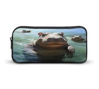 AQRJLPM Jolie trousse à crayons hippopotame grande capacité simple pochette de marqueur portable esthétique fermeture éclair