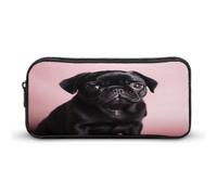 AQRJLPM Jolie trousse à crayons noire avec fermeture éclair - Grande capacité - Portable - Esthétique