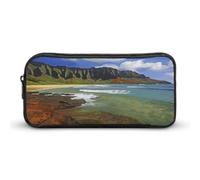AQRJLPM Kauai Trousse à crayons Hawaii Seashore - Grande capacité - Simple - Portable - Esthétique - Fermeture éclair