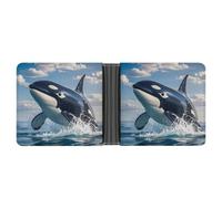 AQRJLPM Killer Whale Portefeuille en cuir avec pince à billets Portefeuille fin pour cartes de crédit Cadeau pour homme