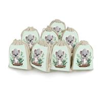 AQRJLPM Koala Lot de 8 petites pochettes réutilisables avec cordon de serrage en toile de jute souple en coton pour fête, mariage, rangement et fournitures d'intérieur