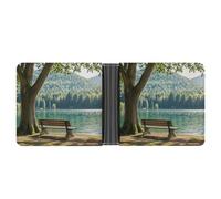 AQRJLPM Lake Bench Portefeuille avec pince à billets en cuir à deux volets, porte-cartes de crédit, cadeau pour homme
