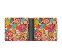 AQRJLPM Lollipops Portefeuille à deux volets en cuir avec pince à billets pour homme