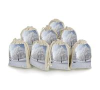 AQRJLPM Lot de 8 petites pochettes réutilisables en toile de jute souple avec cordon de serrage pour fête, mariage, rangement et fournitures d'intérieur Blanc