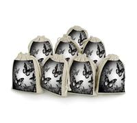 AQRJLPM Lot de 8 petites pochettes réutilisables en toile de jute souple avec cordon de serrage pour fête, mariage, rangement de maison, noir et gris