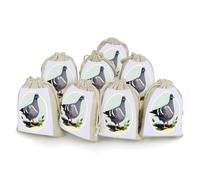 AQRJLPM Lot de 8 petites pochettes réutilisables en toile de jute souple avec cordon de serrage pour fête, mariage, rangement et fournitures d'intérieur - Motif pigeon gris