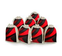 AQRJLPM Lot de 8 petites pochettes réutilisables en toile de jute souple en coton avec cordon de serrage Rouge et noir