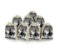 AQRJLPM Lot de 8 petites pochettes réutilisables en toile de jute souple en coton pour bijoux, fête, mariage, rangement et fournitures d'intérieur Noir et blanc