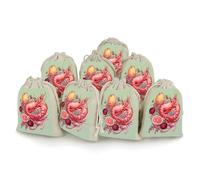 AQRJLPM Lot de 8 petites pochettes réutilisables en toile de jute souple en coton pour bijoux, fête, mariage, rangement de maison, grenades et fruits