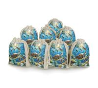 AQRJLPM Lot de 8 petites pochettes réutilisables en toile de jute souple en coton pour peinture diamant Motif tortues de mer