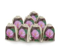 AQRJLPM Lot de 8 pochettes réutilisables en toile de jute souple avec cordon de serrage en forme d'amandier en coton pour bijoux, fête, mariage, rangement et fournitures d'intérieur