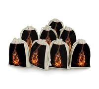 AQRJLPM Lot de 8 pochettes réutilisables en toile de jute souple avec cordon de serrage en forme de guitare de feu - Petites pochettes à bijoux pour fête, mariage, rangement de fournitures d'intérieur