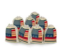 AQRJLPM Lot de 8 pochettes réutilisables en toile de jute souple avec cordon de serrage - Motif drapeau américain - Petites pochettes à bijoux pour fête, mariage, rangement et fournitures d'intérieur