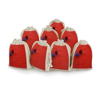 AQRJLPM Lot de 8 pochettes réutilisables en toile de jute souple avec cordon de serrage, motif mur de briques rouges
