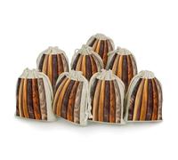 AQRJLPM Lot de 8 pochettes réutilisables en toile de jute souple avec cordon de serrage pour différents grains de bois - Petites pochettes à bijoux pour fête, mariage, rangement et fournitures
