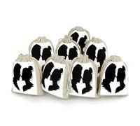AQRJLPM Lot de 8 pochettes réutilisables en toile de jute souple avec cordon de serrage pour fête, mariage, rangement de maison, motif silhouette de couple