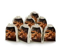 AQRJLPM Lot de 8 pochettes réutilisables en toile de jute souple avec cordon de serrage pour fête, mariage, rangement et fournitures de maison