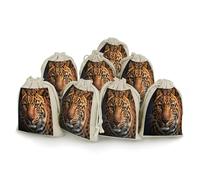 AQRJLPM Lot de 8 pochettes réutilisables en toile de jute souple avec cordon de serrage pour fête, mariage, rangement de maison, noir et marron