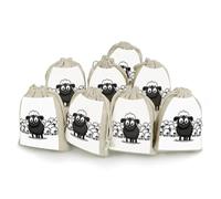 AQRJLPM Lot de 8 pochettes réutilisables en toile de jute souple avec cordon de serrage pour fête, mariage, rangement de maison, noir et blanc