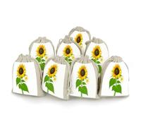 AQRJLPM Lot de 8 pochettes réutilisables en toile de jute souple avec cordon de serrage pour fête, mariage, rangement et fournitures de maison Motif tournesol et mauvaises herbes