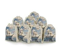 AQRJLPM Lot de 8 pochettes vintage nautiques blanches avec cordon de serrage en toile de jute souple en coton multi-usage pour fête, mariage, rangement et fournitures de maison