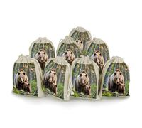 AQRJLPM Mama Bear Lot de 8 petites pochettes réutilisables en toile de jute souple en coton pour bijoux, fête, mariage, rangement et fournitures d'intérieur