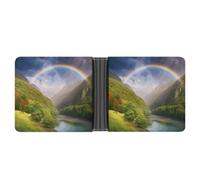 AQRJLPM Mountain Valley Portefeuille fin en cuir avec pince à billets Motif arc-en-ciel