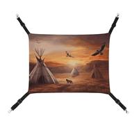 AQRJLPM Native American Tribes Hamac pour animal domestique avec sangles réglables et crochets en métal à suspendre, hamac de couchage doux et respirant pour chats, chiots, lapins, petits animaux