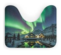AQRJLPM Northern Lights Tapis de toilette antidérapant et super absorbant en forme de U pour salle de bain, baignoire et douche