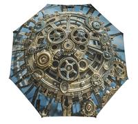 AQRJLPM Parapluie cool Steampunk Engrenages coupe-vent Protection UV Ouverture automatique Parapluie avec cadre solide léger et durable Parapluie de voyage pliable de qualité supérieure pour homme et
